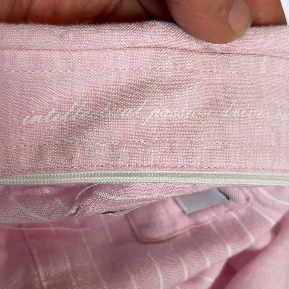 Porter & Ash Mens L 100% Linen Shirt Pink Short Sleeve Button Up Beach Vacation - Picture 14 of 16